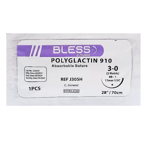 SUTURA VICRYL 3-0 AGUJA CURVA 17MM 70CM X 1 UND